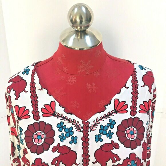 NWT Crown & Ivy blouse Ivory & Red Elephants PL - Picture 6 of 10